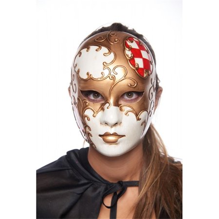 KAYSO Red  Gold Full Face Plastic Venetian Mask PM030RD